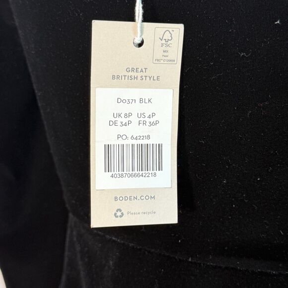 Boden | NWT | Black Sweetheart Neck Velvet Midi Off Shoulder Dress | Sz 4P US - Picture 8 of 13